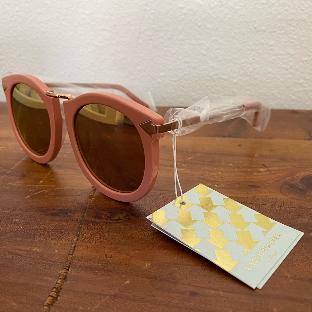 NWT Karen Walker Super Lunar Sunglasses Rose Gold